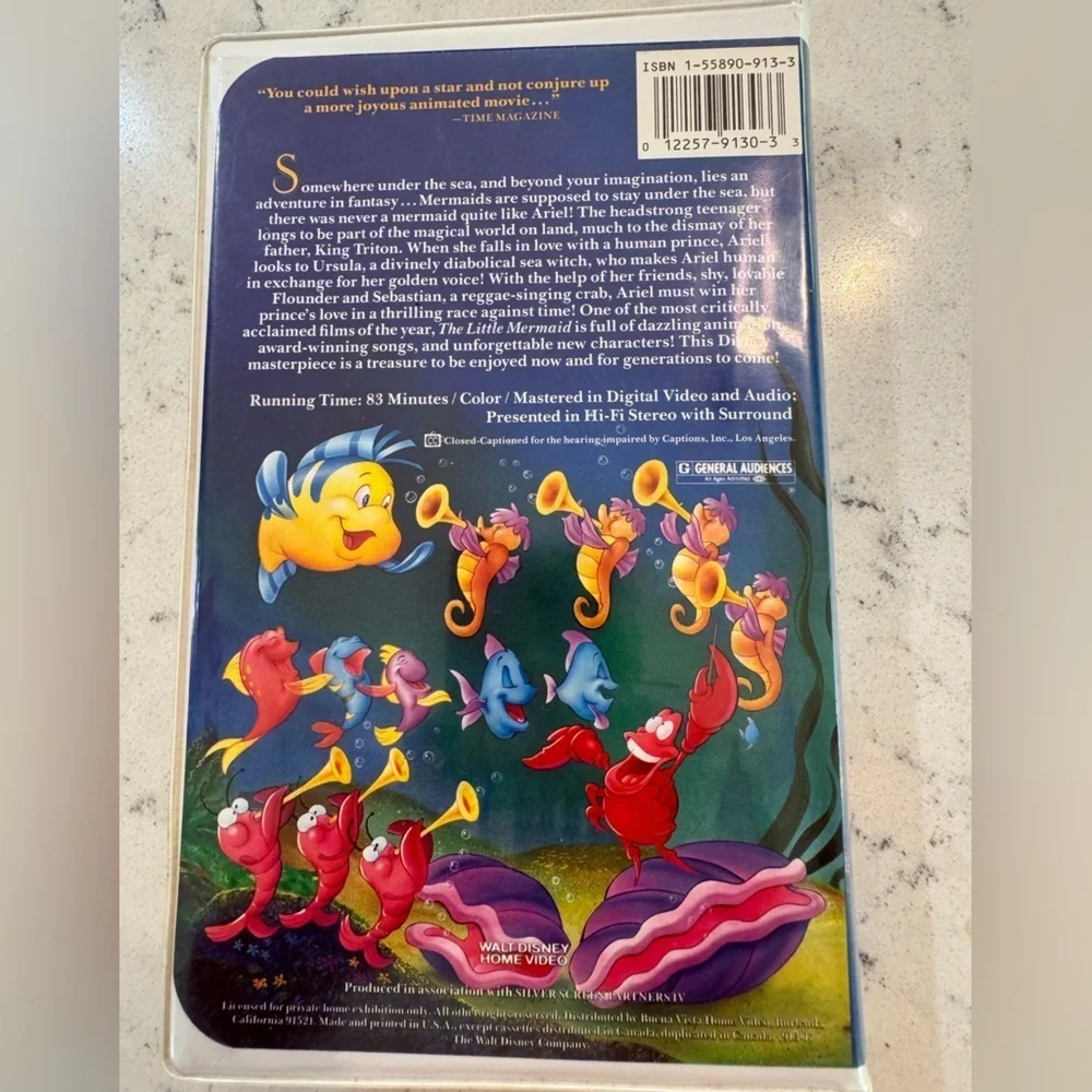 The Little Mermaid (1989) VHS tape **RARE** Black Diamond Edition Banned Cover - Picture 2 of 6